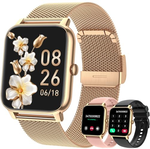Smartwatch Donna Uomo Orologio Fitness: Bluetooth Chiamata Risposta Vivavoce Impermeabile Digitale Smart Watch Tracker Cardiofrequenzimetro Spo2 Sportivo Calorie Contapassi per Android ios Telefono