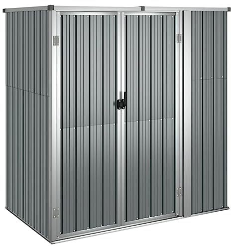 prissent Fahrradunterstand 161x89x161 cm Gartenhaus Metall Geräteschuppen Gerätehäuser Zur Aufbewahrung von Rasenmähern, Fahrradunterstand Storage Shed, Fahrrädern usw Grau