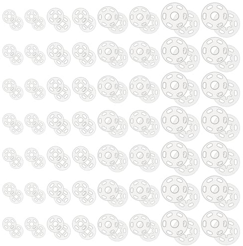 Ptwola 120 Stück Kunststoff Druckknöpfe zum Annähen 7/10/15/20 mm Transparente Druckknopf Unsichtbare Knopf zum DIY Nähen von Kleidung, Basteln, Hemden, Hosen, Rucksäcken