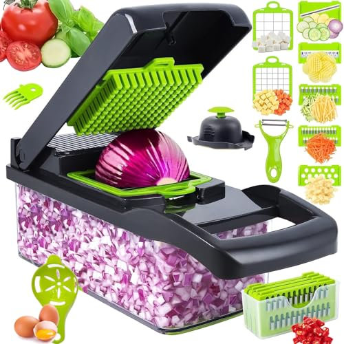16 in 1 Vegetable Choppers, Veggie Chopper,Mandoline Slicer,Multifunctional Food Choppers, Kitchen Vegetable Slicer Dicer Cutter Onion Mincer Cheese Grater Kitchen Gadgets