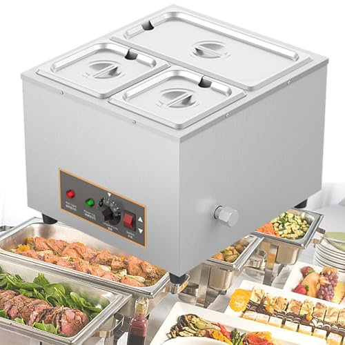 GESAIDES Scaldavivande Commerciale, Tavolo da Lavoro Elettrico in Acciaio Inossidabile da 1000 W con Controllo della Temperatura, per Uso di Ristorazione e Ristoranti,C