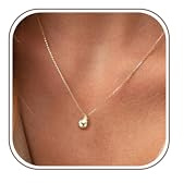 Dochais Women Necklace Gold Silver 14K Gold Plated Waterdrop/Teardrop Pendant Necklaces for Women Girls Jewellery Gifts, 40+5cm