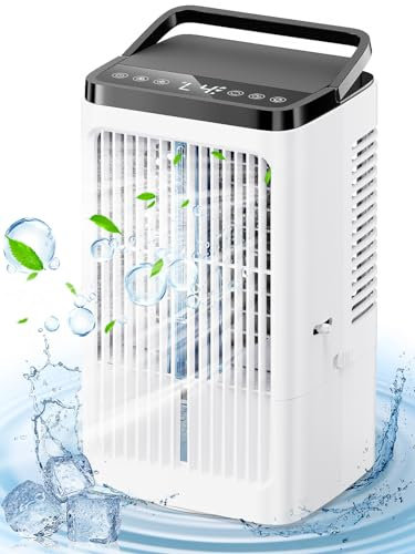 Air Cooler,GAIBIJA 4 in 1 Air Conditioner,1000ml Mini Evaporative Cooler, 90° Oscillating Portable Mobile Air Conditioner with Night Light and Timer for Home & Office