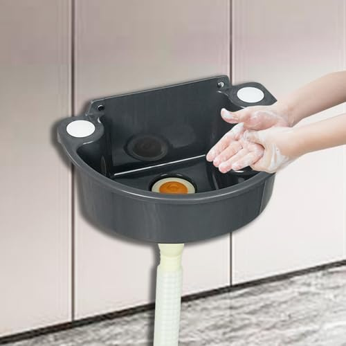 MQZHUK Lavandino Lavello Bagno,29.5x21x10.5cm(WxDxH),in plastica,grigio,senza necessità di foratura,Lavamano Design Moderno Bacinella Lavamani Arredo Sanitari (A)