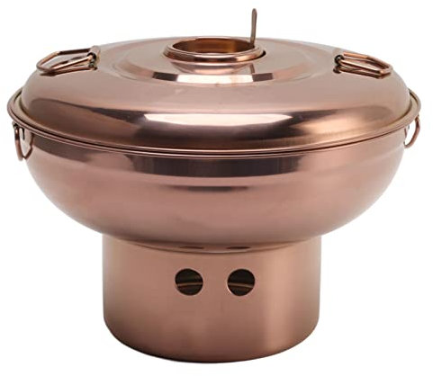 Olla de Carbón Chino, Estilo 410 de Acero Inoxidable para Carnes Pequeñas, Olla China, Ollas Calientes con Hielo Seco, Viejo Beijing, para una Sola, Fondue de Oro Rosa, Cordero,