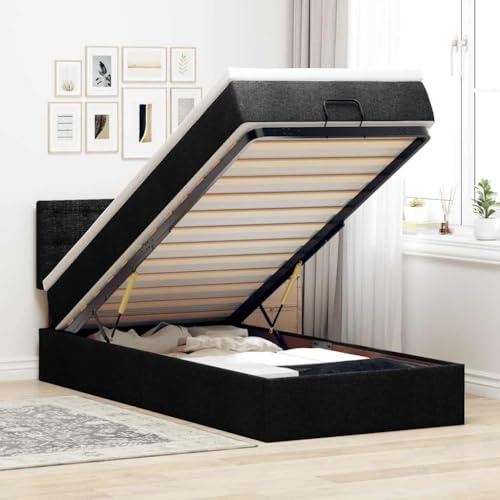 Willood Boxspringbett mit Matratze Großer Stauraum unter dem Bett Schwarz 80 x 200 cm Knöpfe