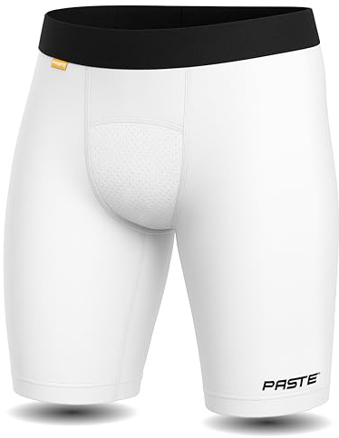 PASTE ® kompressionsbyxor Intense PRO för män, kvinnor – ultramjuk att bära, extra långa benbyxor – perfekt som cykelbyxor och sportunderbyxor – underbyxor fotboll, funktionella underkläder, Vit, M