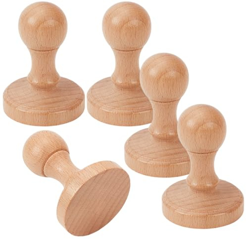 NBEADS 5 Stk. Unfertige Holzstempel Griff, Rund 4,5 cm Blanko Stempel Holz Schubladengriffe für DIY Basteln Scrapbooking