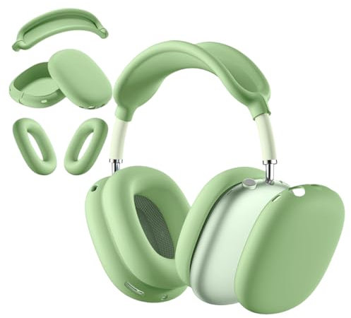 3 in 1 Silicone Case for AirPods Max Headphones, Anti-Scratch Ear Pad Cover/Ear Cups/Headband Cases for AirPods Max (Matcha Green)