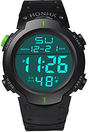 Mode herr pojke LCD digital stoppur datum gummi sport armbandsur klockor set för kvinnor, gRÖN, En storlek passar alla, armband