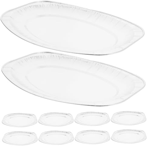 MAGICLULU 10 Pezzi Teglia Da Forno in Foglio Di Alluminio Carta Stagnola Resistente Vassoi Di Alluminio Vassoio in Contenitore Per Servire in Padella Di Argento