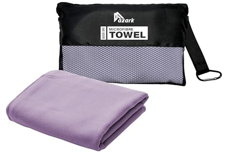 azark Microfibre Towel – Quick Dry, Lightweight & Super Absorbent – Gym, Travel, Yoga, Camping & Beach – Soft & Durable – Multiple Sizes (Purple, Small)