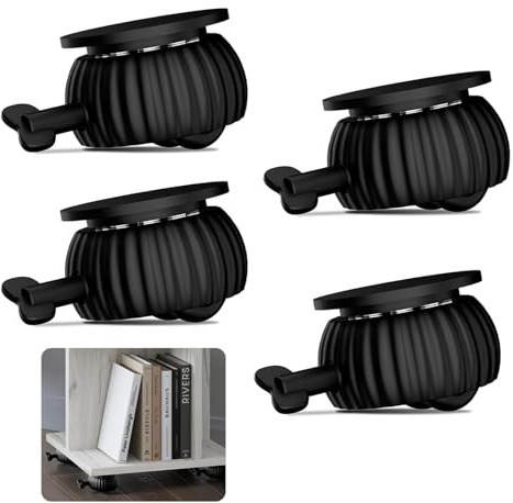 YiYFiT Stick On Castors，4 Pcs Self-Adhesive Caster Wheels with 360° Swivel & Brake Universal No-Tool Mini Rollers for DIY Planters, Small Furniture, Storage Boxes, Kitchen Appliances & Bins（Black)