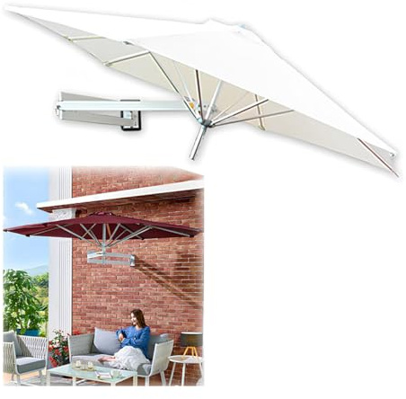 Outdoor Cantilever Umbrella with 8 Sturdy Ribs - Wall-Mounted Parasol for Garden Balcony and Patio - Perfect Sunshade Solution for Your Yard
