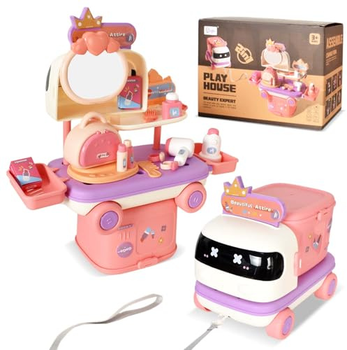 Kinderschminke Set Mädchen Kinder Schminke Makeup Spielzeug Rollenspiel Beauty Set 27 Teile Kinder Schminkkoffer Schminkset Weihnachten Geburtstags Geschenk für Mädchen ab 3 4 5 6 7 Jahre