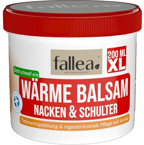 fallea® Nacken & Schulter Wärmecreme wärmende Massage Salbe gegen Verspannungen 200 ml mit Menthol, Campher, Arnika, Teufelskralle, Rosmarin, Aloe vegan schnell einziehend ohne Parabene