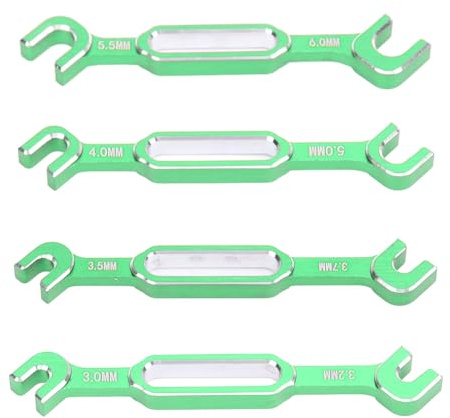 RiToEasysports 4PCS RC Turnbuckle Rod Wrench Kit, Aluminum Alloy Car Repair Wrench Set with 3.0-6.0mm for Ball Joint Tool for RC Types (Green)
