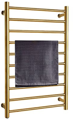 DFEDHF Radiator Central Heating Ladder,Towel Rail Radiator,Towel Rail Radiator Central Heating Ladder Rad Bathroom Flat Panel HeatedTowel Rail Ladder Radiator Central, Gold-Hardwired