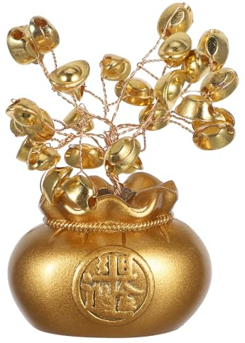 TOGEVAL Albero Feng Shui Soldi Decorativo Finto Bonsai Portafortuna Compatto per Ufficio Casa Negozio Simbolo Classico di Ricchezza e Fortuna Senza Cura Regalo Capodanno Lunare