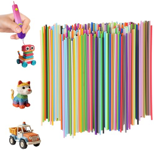Fukaisu 250st Refills till 3D-Pennor, 32 Färger Refillpaket för Start+ 2,5mm Diameter på 3D-Filament för Skolplaner eller Familjepyssel
