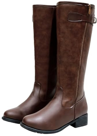 ANUFER Hommes Beau Genou Haut Bottes d'équitation Fermeture éclair Latérale Patchwork Cuir PU Bottes de Chevalier