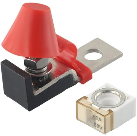 Lecreatekit MRBF Sicherungshalter, 60 Amp Batterieklemmenhalterung mit M8-Bolzen für Marine RV Automotive, inklusive X 60A Sicherung