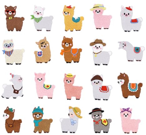 Dermalyx 20 Pezzi Toppe Termoadesive Animali Per Bambini Lama Patch Da Stirare, Applicazioni Fai Da Te Per Magliette, Immagini Termoadesive Per Tessuti, Patch Ricamate Da