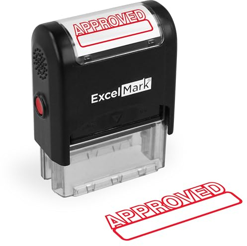 ExcelMark Approved Self Inking Rubber Stamp - Red Ink