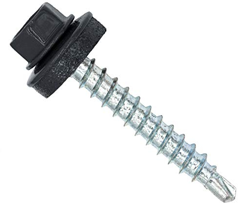 Color-Head Trapezblechschrauben 100 Stück, Farbe Anthrazitgrau RAL7016, 4,8x60mm, Bohrschrauben, Blechschrauben mit EPDM-Unterlegscheibe, Dachschrauben verzinkt für Trapezblech & Blechdach