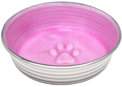 Loving Pets Le Bol Glazed Stainless Steel Dog Bowl, Rose, Medium (850ml) | Ceramic-Like Interior, Non-Slip Rubber Base, Easy to Clean, Skid & Spill Preventing, For Dogs & Cats