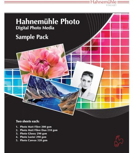 Hahnemühle Photo Sample Pack, 5x2 unbedruckte DIN A4 Papiere zum Testen, Testpackung
