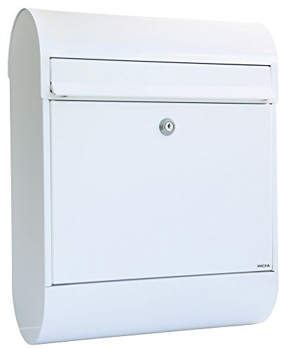 MEFA by Renz Briefkasten Ruby 864 (Farbe weiß, Postkasten mit Sicherheitsschloss, Größe 450x350x150 mm) 864010DE