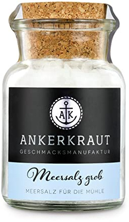 Ankerkraut Meersalz grob, Speisesalz, grobkörniges Meersalz, 170g im Korkenglas