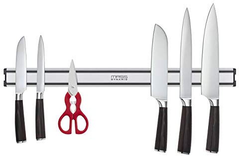 MASS DYNAMIC Magnetic Knife Rack for Wall – 56cm Aluminium Knife Holder with Strong Magnetic Strips, Wall Mounted Kitchen Tool & Utensil Organiser, Easy Clean, Lightweight & Durable