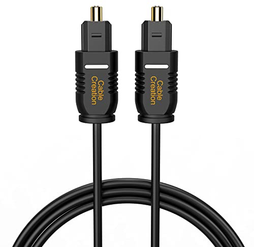 CableCreation Optical Digital Audio Cable 10FT, Thin Fiber Optic Toslink Gold Plated Optical S/PDIF Cord for Home Theater, Sound Bar, TV, PS4, Xbox, VD/CD Player, Game Console& More, Black