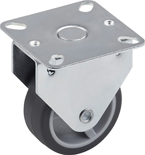 Metafranc Bockrolle Ø 50 mm - 55 x 55 mm Platte - TPR-Rad - Weiche Lauffläche - Gleitlager - 40 kg Tragkraft / Transportrolle / Möbelrolle / Schwerlastrolle / 802800 grau