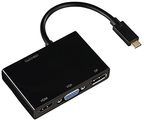 Hama 3in1 USB-C Adapter für HDMI, VGA, DisplayPort (Anschluss von Geräten mit USB 3.1 Typ C/Thunderbolt 3 an Monitore/TV/Beamer mit HDMI /VGA/Display-Port, Ultra HD, 4k) schwarz