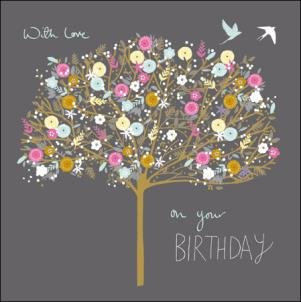 Artistic Birthday Card (WDM414701) - Tree - From The Peach & Prosecco Range - Foiled & Embossed Finish.