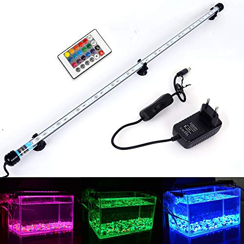 MLJ RGB Aquarium Beleuchtung, LED Leuchte 71 cm Wasserdicht Lampe Stecker EU Unterwasser LED-Lichtbalken für Fisch Tank Mit Fernbedienung (RGB)