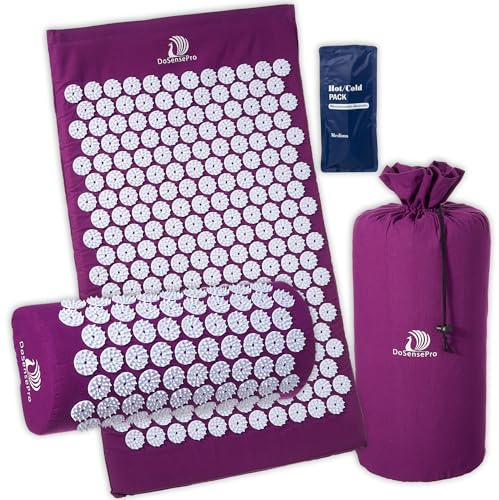 Akupressurmatte und Kissen-Massage-Set, inkl. Gel-Packung für heiße und kalte Gele. Akupunktur-Bodenpolster mit Tasche Lindert Ischias, Rücken, Nacken, Kopfschmerzen und Schmerzen an Druckpunkten.