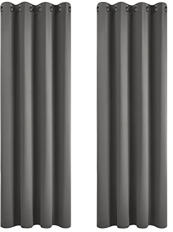Deconovo Door Curtains Thermal Insulated Blackout Curtains Eyelet Curtains for Living Room 52x 84 Dark Grey 1 PAIR