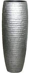 Klocke Dekorationsbedarf Wunderschöne Pflanzvase/Pflanzkübel - Fiberglas - Mit Einsatz – Indoor – Metallic/Metallisch - Designer Pflanzgefäß (Höhe: 100cm, Silber)