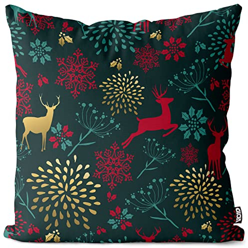 VOID Wald Deko Winter Hirsch Kissenbezug Kissenhülle Sofakissen Kissen Deko Weihnachten Winter Weihnachtsdeko, Kissen Größe:50 x 50 cm
