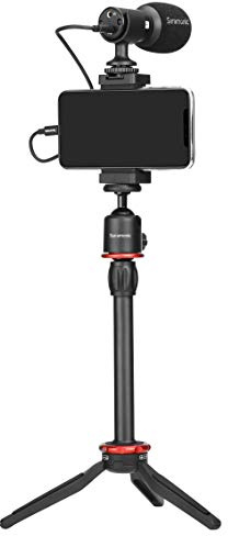 Saramonic Smartphone Video and Vlogging Kit for iPhone and and roid with Stereo Microphone, Phone Mount, Tripod, Headphone, Lightning and USB-C Output Cables and more(SMARTMICMTV)