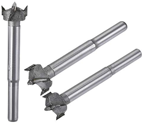 sourcing map Forstner Holzbohrer 16mm 17mm 18mm Durchm. Lochsäge Hartmetall Stahlspitze Rundschaft Schneiden für Scharnier Sperrholz Holzwerkzeug 3in1 Set