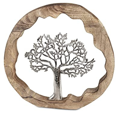 Deko Lebensbaum aus Alu Mango Holz zum Stellen Aufsteller 40 cm Tischdeko Dekoration