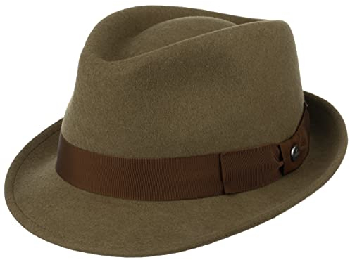 LIERYS Classic Wool Trilby Hut Damen Herren Wollfilz Outdoor wasserabweisend Packable Fedora Sommer Winter Oliv S (54-55 cm)