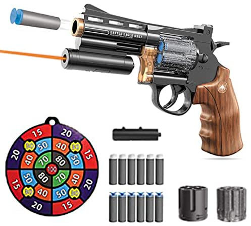 Pistolet Jouet Enfant, Revolver Jouet Flechette Mousse, Pistolet Jouets Revolver pour Garçons de Plus de 14+ Ans, Modèles de Jouets Pistolet éducatifs