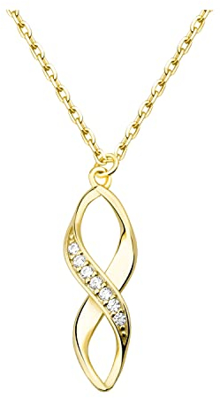 Sofia Milani - Damen Halskette 925 Silber - vergoldet/golden - mit Zirkonia Steinen - Gedreht Anhänger - N0478