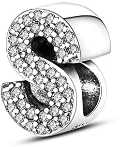 Charm Anhänger Damen Buchstabe A-Z für Armband 925 Sterling Silber Charms Beads passend für Pandora Armband und Halskette, Kompatibel mit Europäischen Armbänder für Frauen Mädchen KJC165